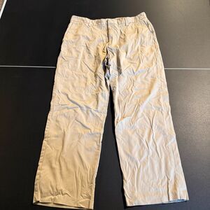 Adidas Men's Golf Pants 36x30 Khaki Beige Flat Front Chino Slacks Logo
